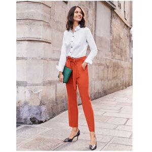 Boden Hampstead Tie-Waist Ankle Pants in Orange Sunset, Size 8R